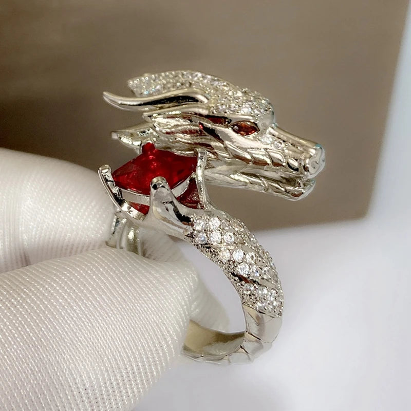 Anillo De Dragón Con Piedras De Circonita