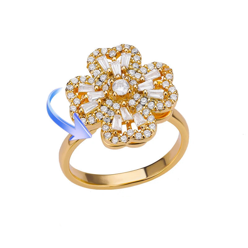 Four Clover Rotating Anxiety Rings for Women Gold Color Adjustable Stainless Steel Wedding Ring Aesthetic Jewelry Gift Anillos