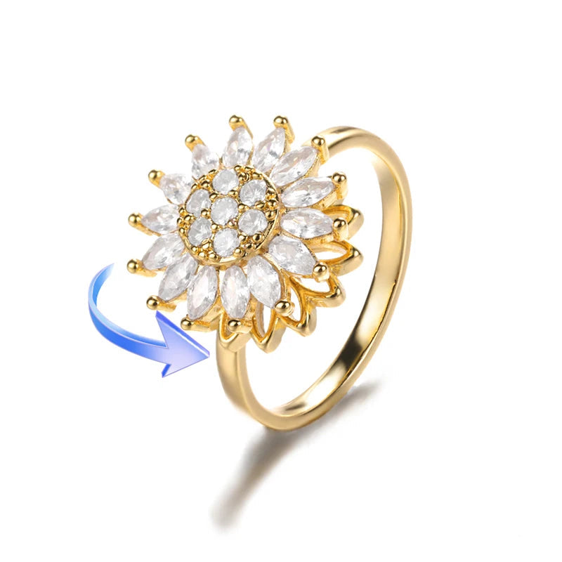 Four Clover Rotating Anxiety Rings for Women Gold Color Adjustable Stainless Steel Wedding Ring Aesthetic Jewelry Gift Anillos