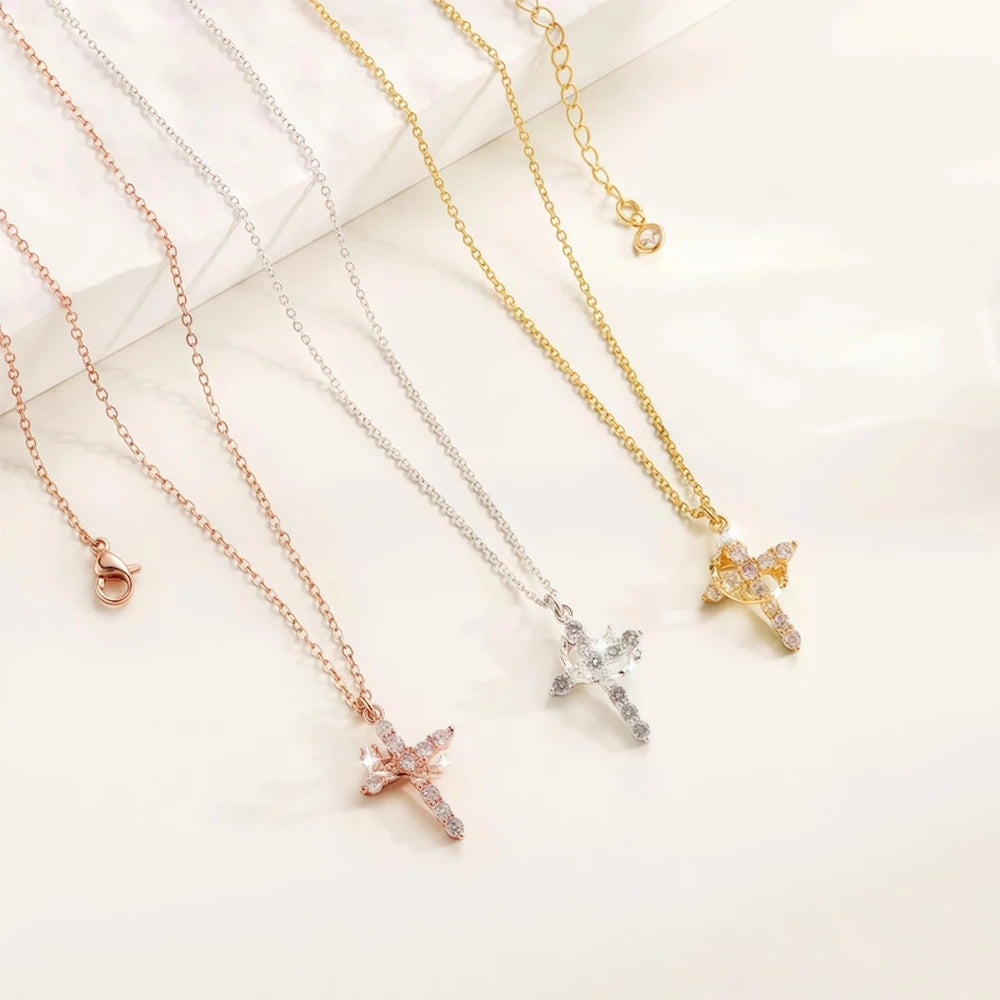 Cadena Crucifijo Con Piedras De Circonita