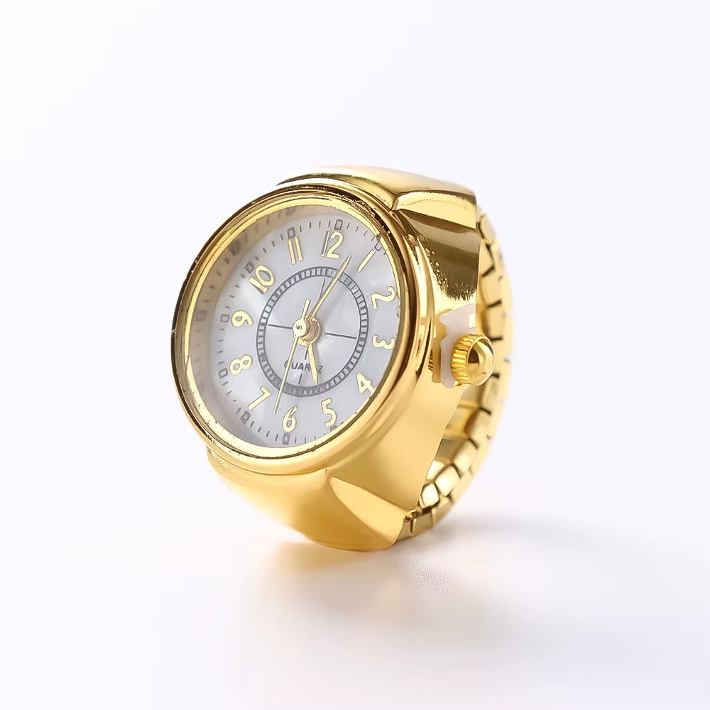 Minimalist Fashion Punk Watch Rings Versatile Small Couple Finger Watch Vintage Mini Clock Creative Ring Hand Decoration Jewelry