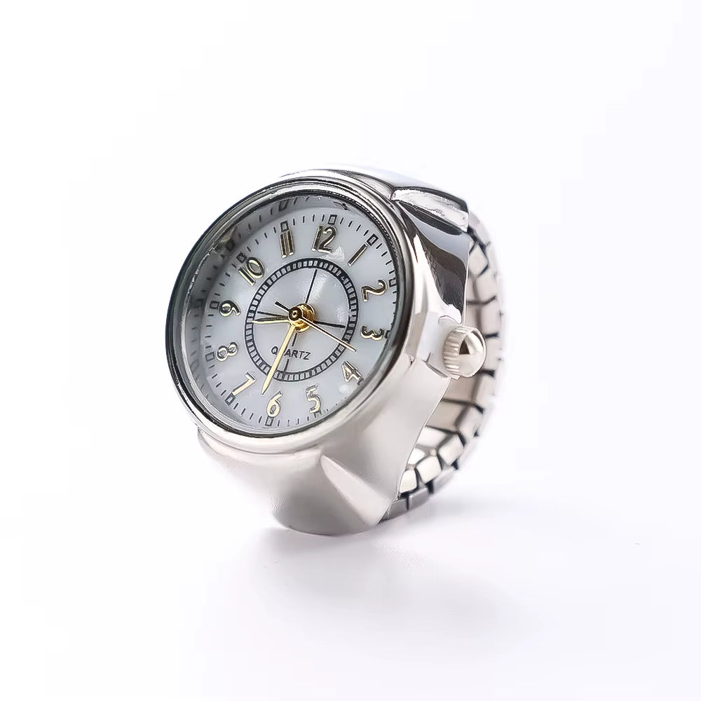 Minimalist Fashion Punk Watch Rings Versatile Small Couple Finger Watch Vintage Mini Clock Creative Ring Hand Decoration Jewelry