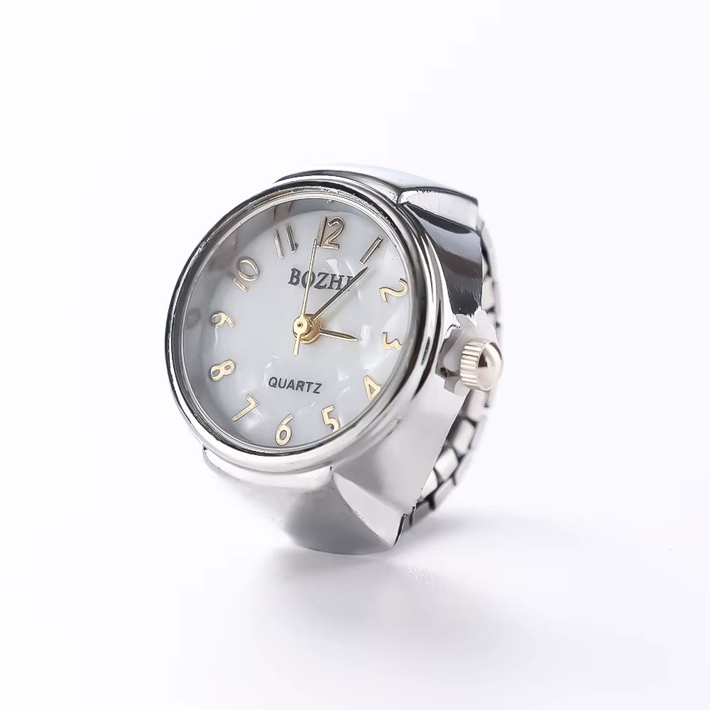 Minimalist Fashion Punk Watch Rings Versatile Small Couple Finger Watch Vintage Mini Clock Creative Ring Hand Decoration Jewelry