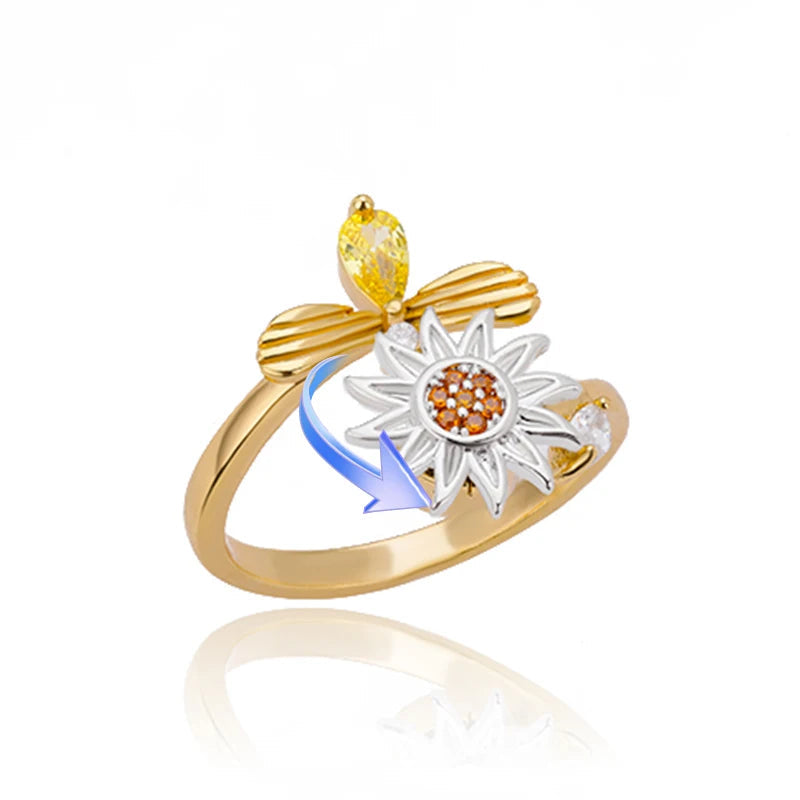 Four Clover Rotating Anxiety Rings for Women Gold Color Adjustable Stainless Steel Wedding Ring Aesthetic Jewelry Gift Anillos