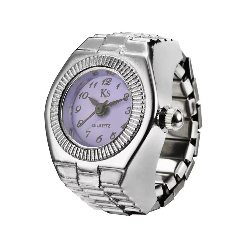 Minimalist Fashion Punk Watch Rings Versatile Small Couple Finger Watch Vintage Mini Clock Creative Ring Hand Decoration Jewelry