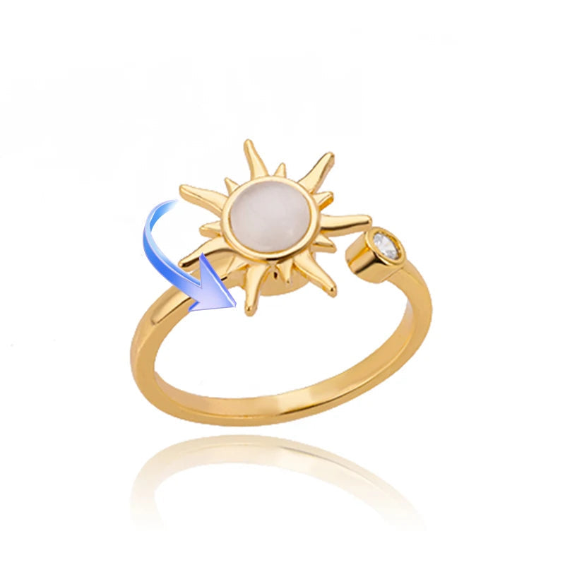 Four Clover Rotating Anxiety Rings for Women Gold Color Adjustable Stainless Steel Wedding Ring Aesthetic Jewelry Gift Anillos