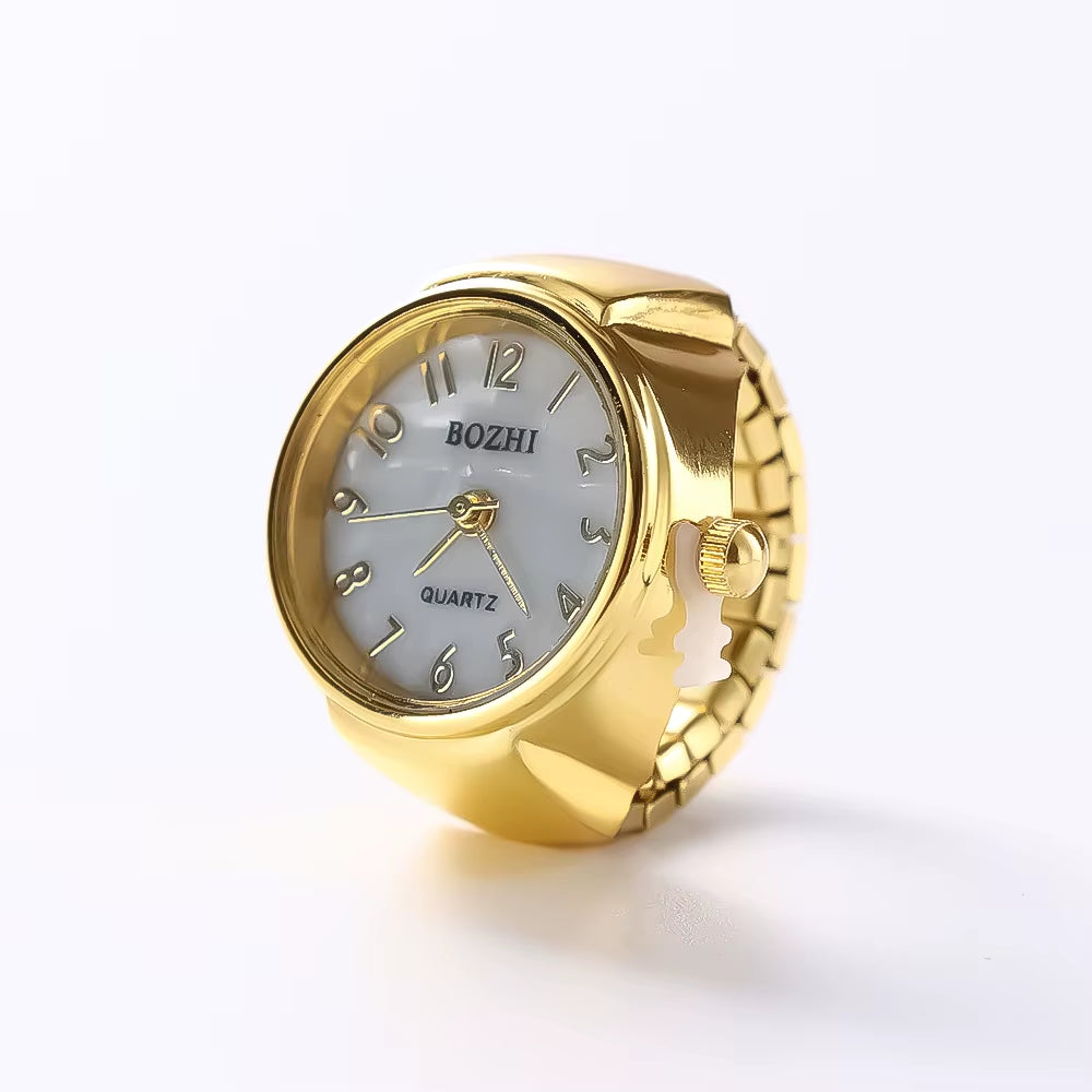 Minimalist Fashion Punk Watch Rings Versatile Small Couple Finger Watch Vintage Mini Clock Creative Ring Hand Decoration Jewelry