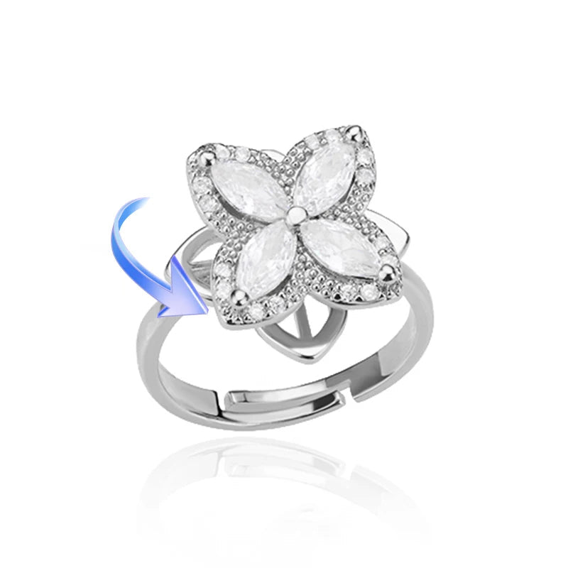 Four Clover Rotating Anxiety Rings for Women Gold Color Adjustable Stainless Steel Wedding Ring Aesthetic Jewelry Gift Anillos